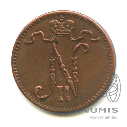1 пенни 1913 — Для Финляндии. Вензель Николая II