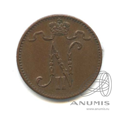 1 пенни 1915 — Для Финляндии. Вензель Николая II