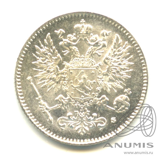 50 пенни 1916 S — Для Финляндии. В капсуле. Яркий штемпельный блеск