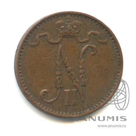 1 пенни 1915 — Для Финляндии. Вензель Николая II