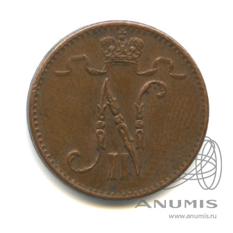 1 пенни 1915 — Для Финляндии. Вензель Николая II