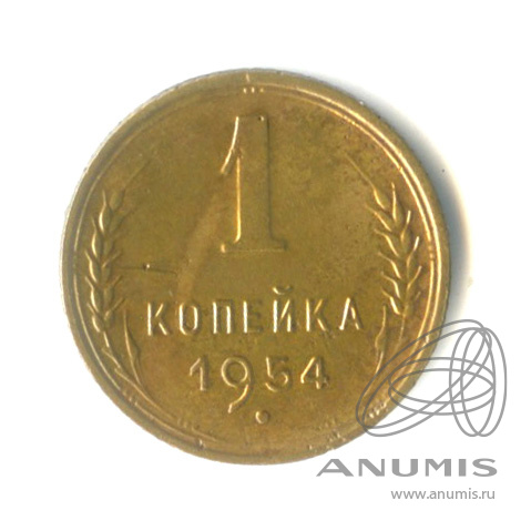1 копейка 1954 — Венок 16 лент