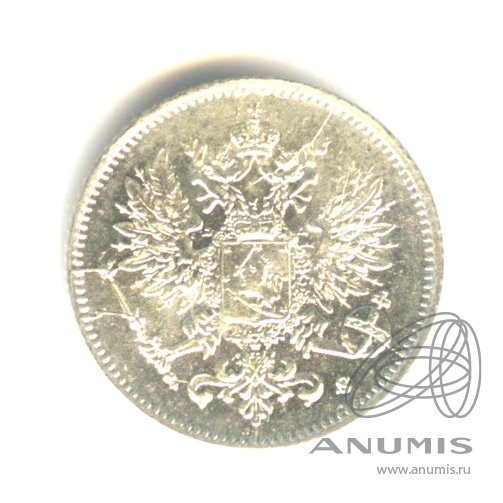 25 пенни 1916 S — Для Финляндии. В капсуле, штемпельный блеск