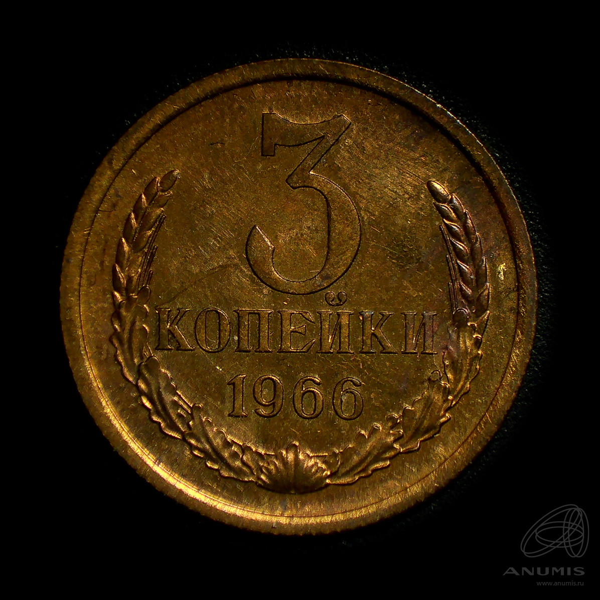 3 копейки 1966 — Штемпельный блеск