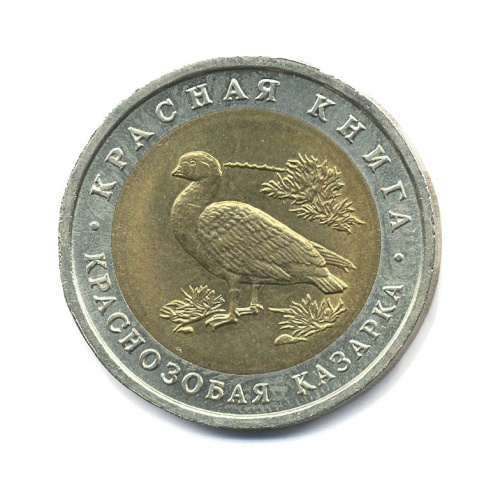 10 рублей — Красная книга - Краснозобая казарка 1992 ЛМД