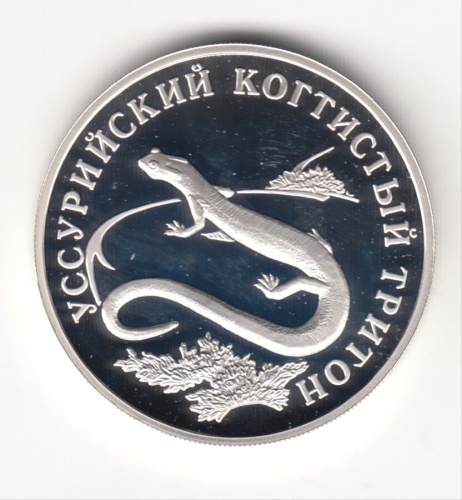 1 рубль — Уссурийский когтистый тритон Красная книга 2006 СПМД