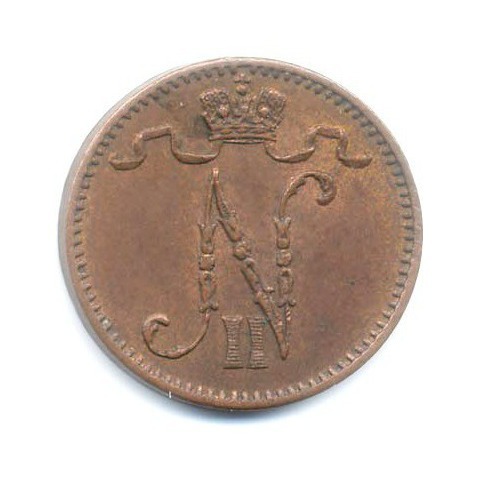 1 пенни 1914 — Для Финляндии. Вензель Николая II