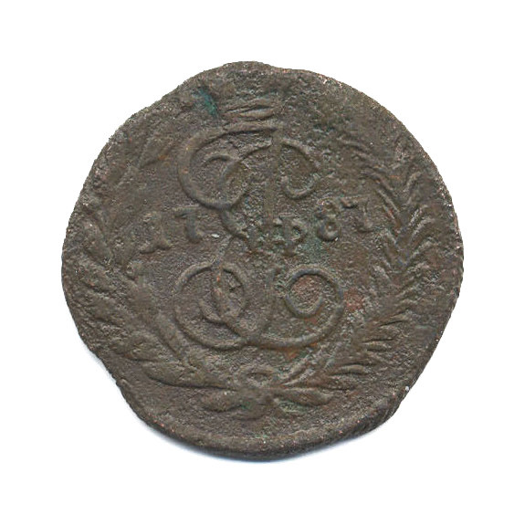 Полушка (¼ копейки) 1787 КМ — Вензель императрицы Екатерины II Великой