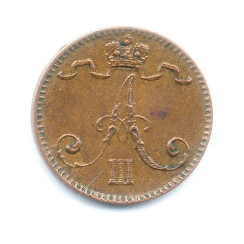 1 пенни 1888 — Для Финляндии. Вензель Александра III