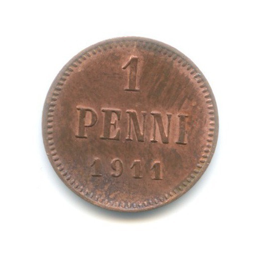 1 пенни 1911 — Для Финляндии. Вензель Николая II