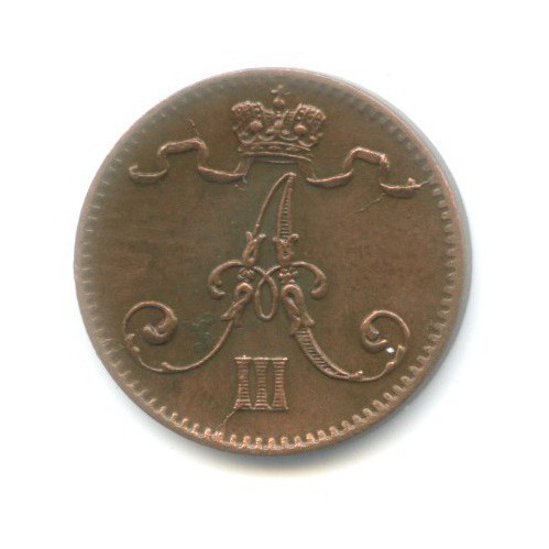 1 пенни 1888 — Для Финляндии. Вензель Александра III