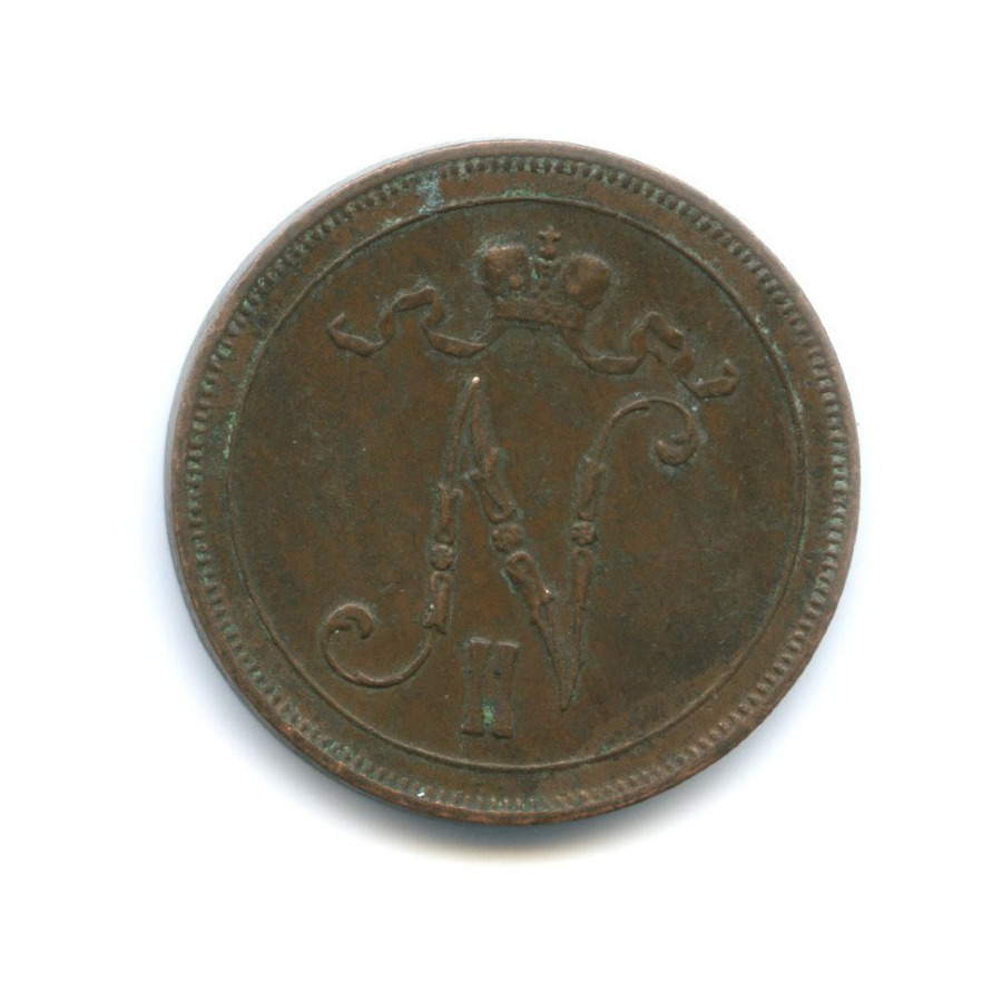 5 пенни 1914 — Для Финляндии. Вензель Николая II
