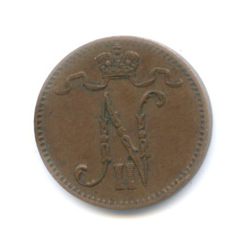 1 пенни 1916 — Для Финляндии. Вензель Николая II