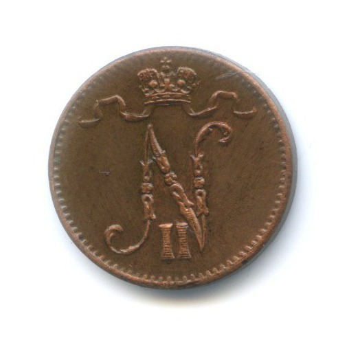 1 пенни 1916 — Для Финляндии. Вензель Николая II