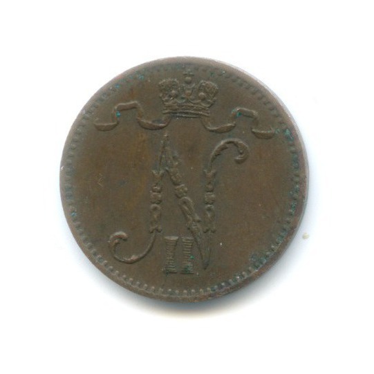 1 пенни 1907 — Для Финляндии. Вензель Николая II