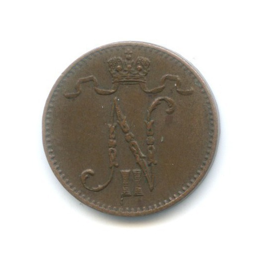 1 пенни 1907 — Для Финляндии. Вензель Николая II