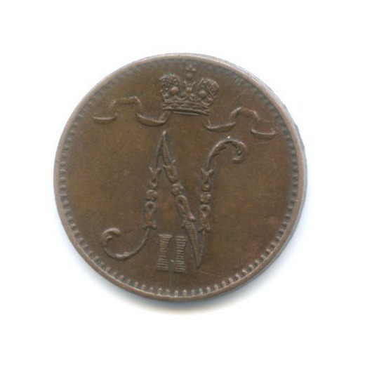 1 пенни 1907 — Для Финляндии. Вензель Николая II