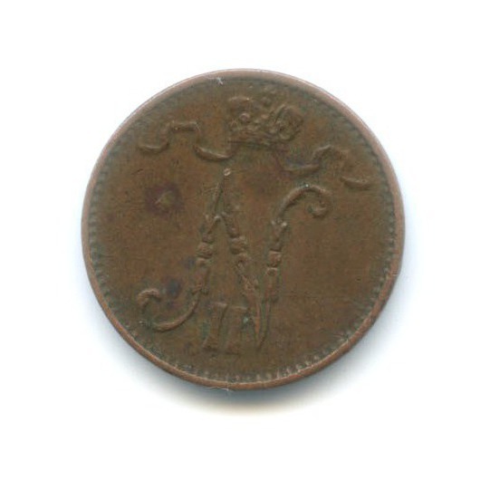 1 пенни 1915 — Для Финляндии. Вензель Николая II