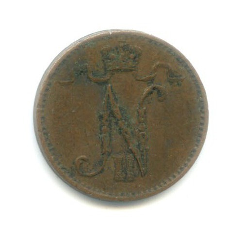 1 пенни 1907 — Для Финляндии. Вензель Николая II