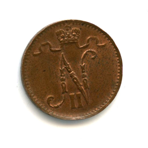 1 пенни 1915 — Для Финляндии. Вензель Николая II