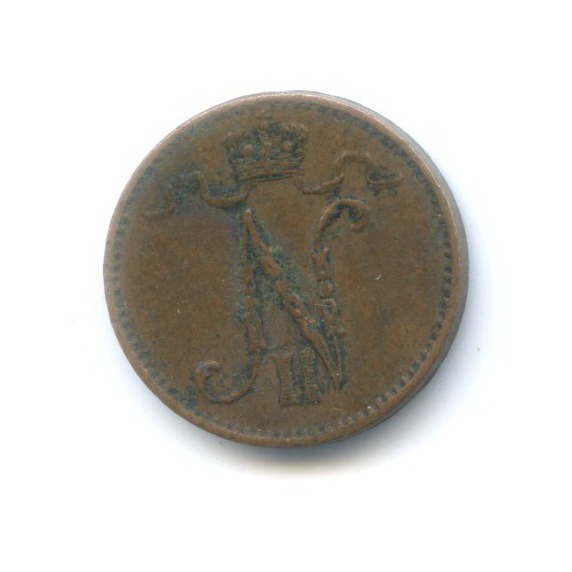 1 пенни 1907 — Для Финляндии. Вензель Николая II