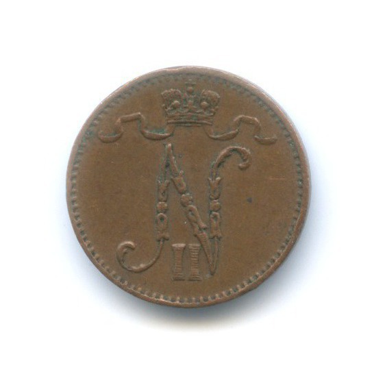 1 пенни 1916 — Для Финляндии. Вензель Николая II