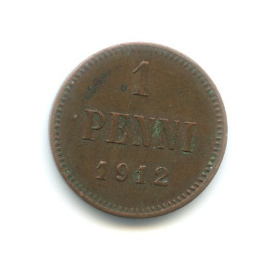 1 пенни 1912 — Для Финляндии. Вензель Николая II