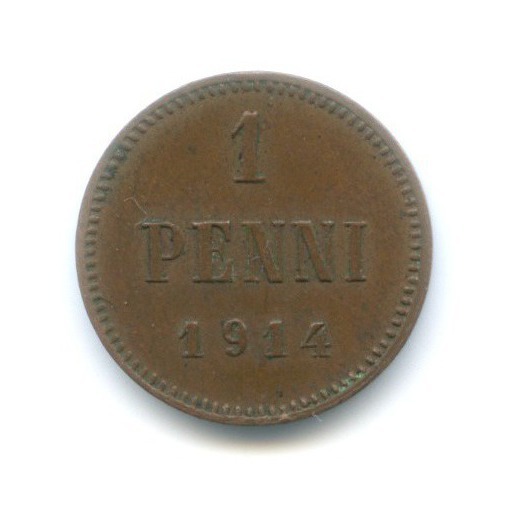 1 пенни 1914 — Для Финляндии. Вензель Николая II