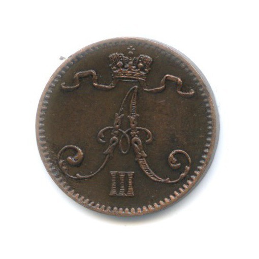 1 пенни 1894 — Для Финляндии. Вензель Александра III