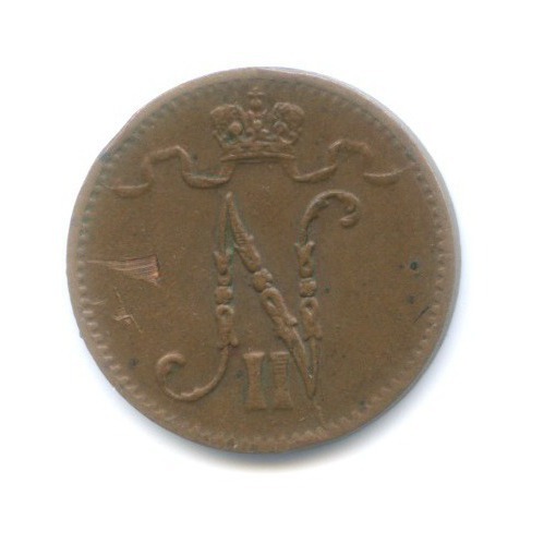1 пенни 1916 — Для Финляндии. Вензель Николая II