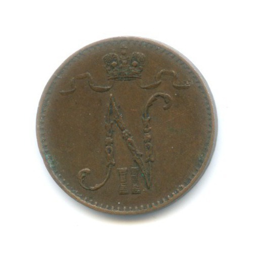 1 пенни 1907 — Для Финляндии. Вензель Николая II
