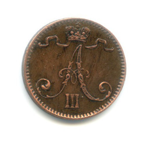 1 пенни 1893 — Для Финляндии. Вензель Александра III