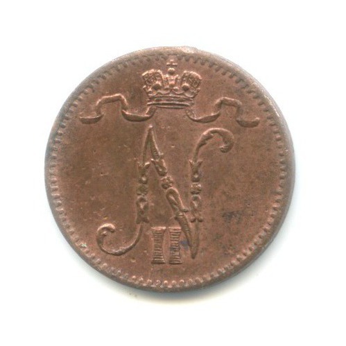 1 пенни 1907 — Для Финляндии. Вензель Николая II