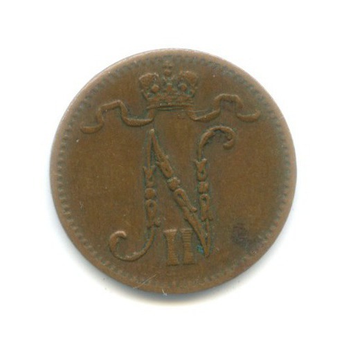 1 пенни 1916 — Для Финляндии. Вензель Николая II