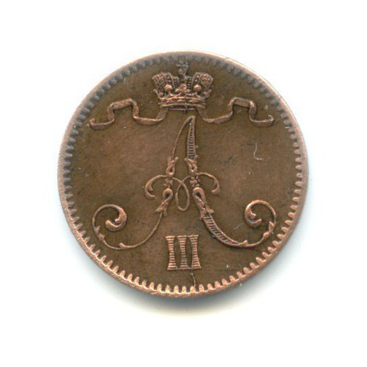 1 пенни 1893 — Для Финляндии. Вензель Александра III