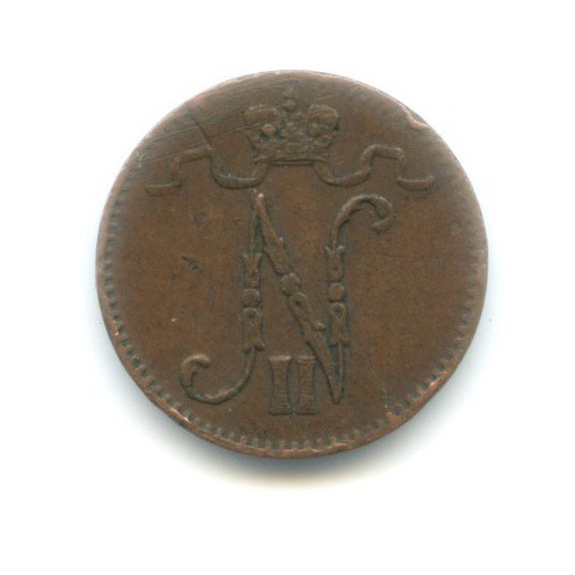 1 пенни 1916 — Для Финляндии. Вензель Николая II