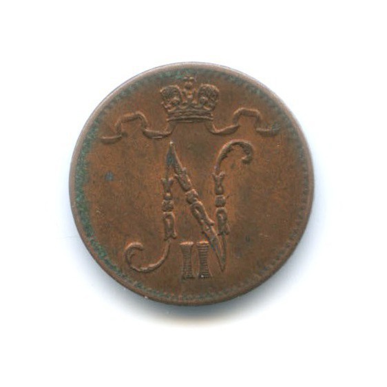 1 пенни 1915 — Для Финляндии. Вензель Николая II