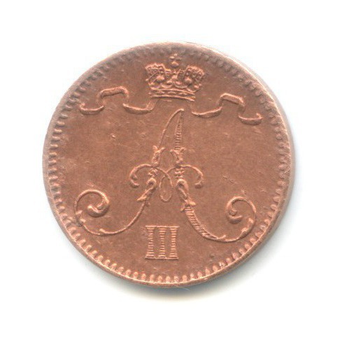 1 пенни 1892 — Для Финляндии. Вензель Александра III
