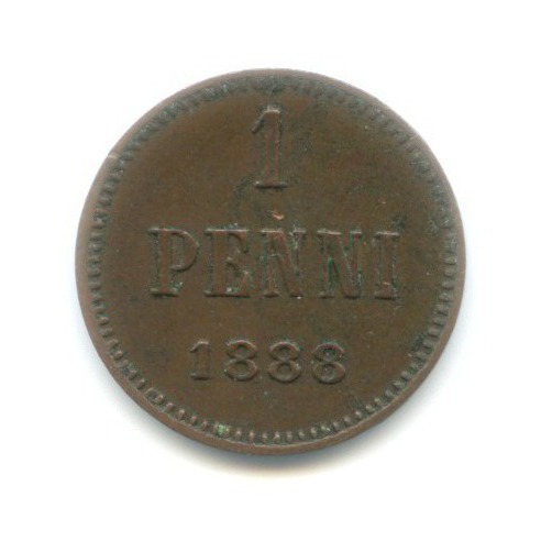 1 пенни 1888 — Для Финляндии. Вензель Александра III