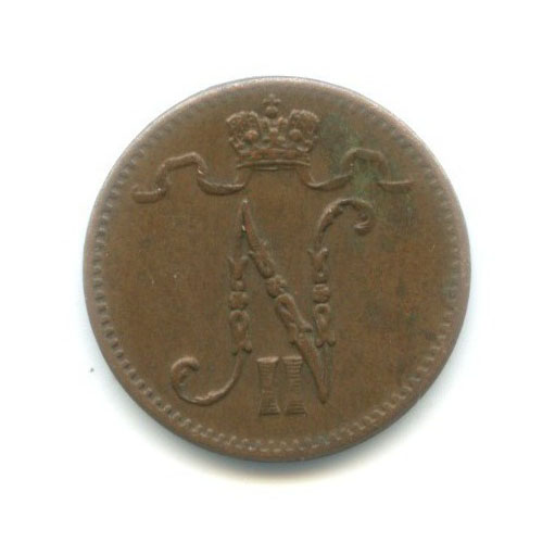 1 пенни 1915 — Для Финляндии. Вензель Николая II