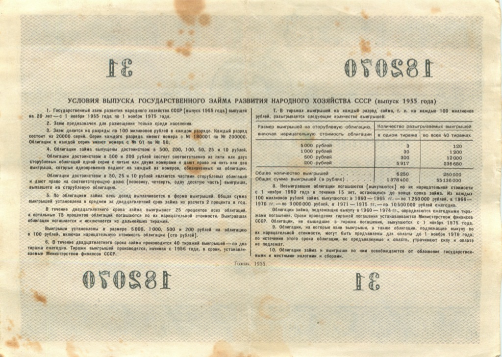 Облигация на 100 рублей 1955 — Облигация (1 номер)