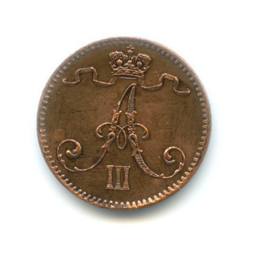 1 пенни 1893 — Для Финляндии. Вензель Александра III