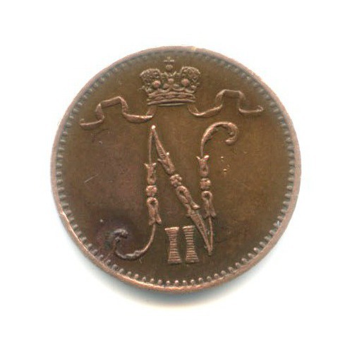 1 пенни 1902 — Для Финляндии. Вензель Николая II