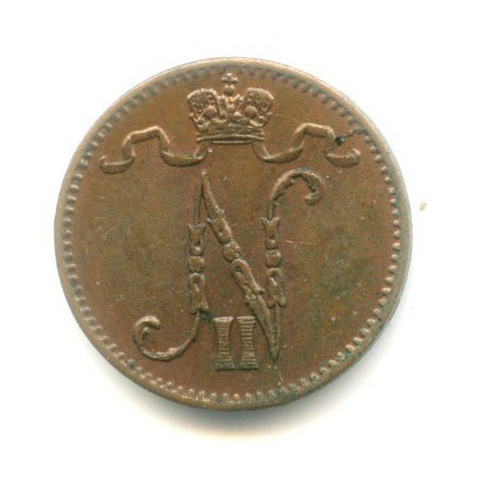 1 пенни 1911 — Для Финляндии. Вензель Николая II