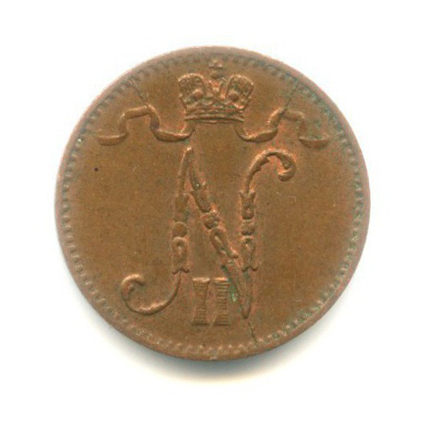 1 пенни 1915 — Для Финляндии. Вензель Николая II