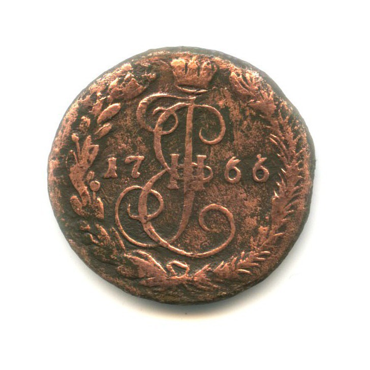 Деньга 1766 ЕМ — ½ копейки