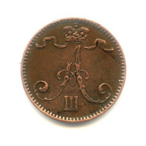 1 пенни 1892 — Для Финляндии. Вензель Александра III