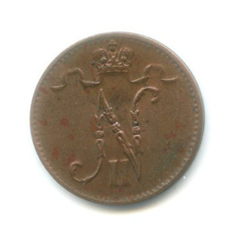 1 пенни 1915 — Для Финляндии. Вензель Николая II