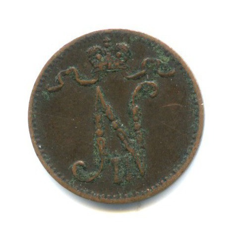 1 пенни 1912 — Для Финляндии. Вензель Николая II