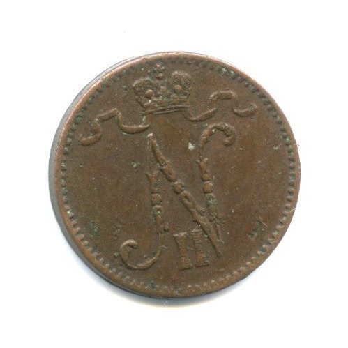 1 пенни 1912 — Для Финляндии. Вензель Николая II